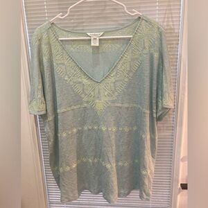 Sundance Aztec Embroidered 100% Linen Blouse